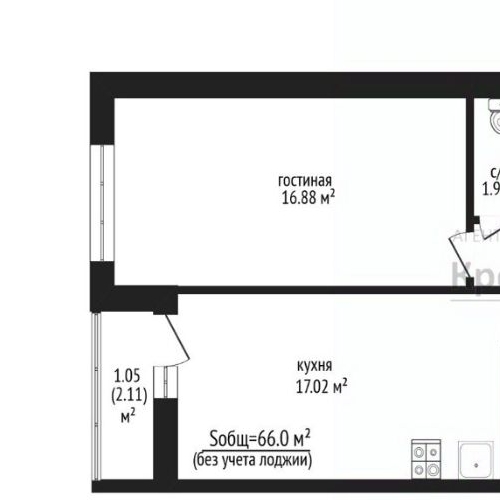 2-комн квартира Мурино, проспект Авиаторов Балтики, 5