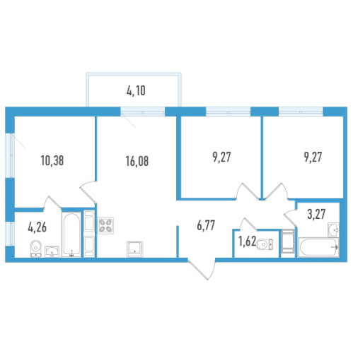 3-комн квартира Шушары п., Окуловская ул.,  к. 1