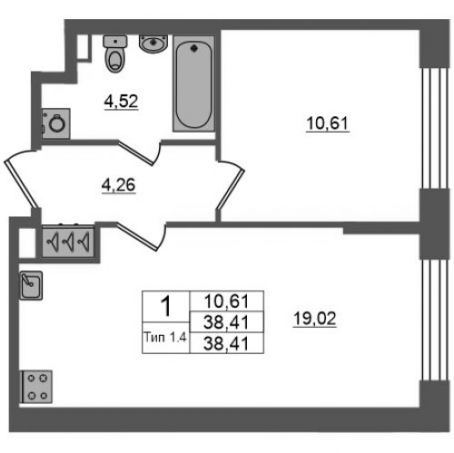1-комн квартира Санкт-Петербург г., Октябрьская наб.,  к. 1.1