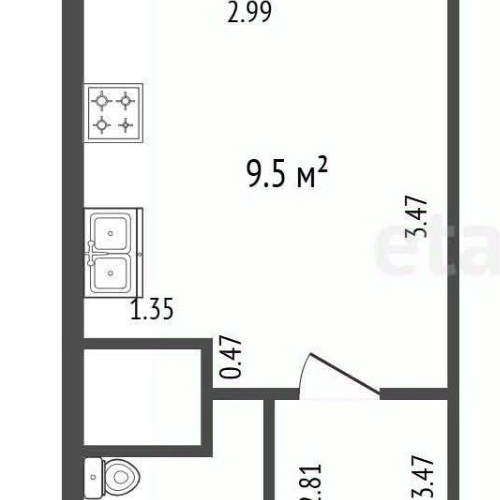 1-комн квартира Колпино, шоссе Вознесенское, 49к2