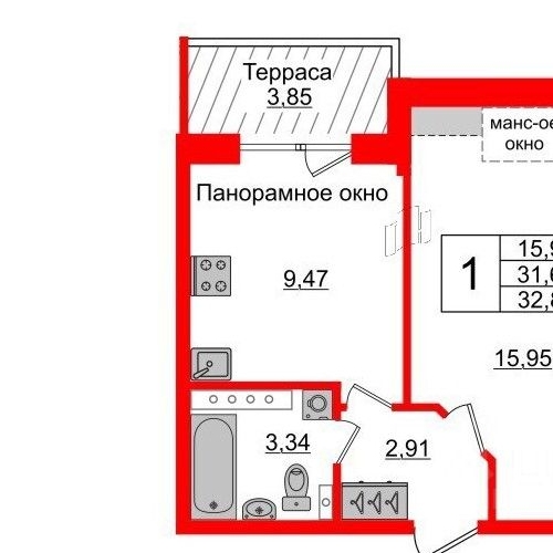 1-комн квартира улица Орбитальная, 7к1