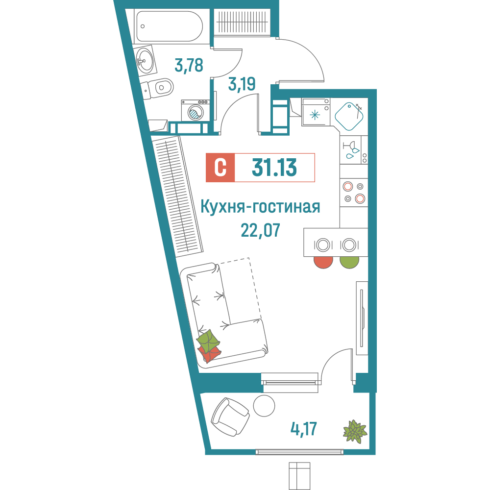 Студия Мурино, Екатерининская, 20/1