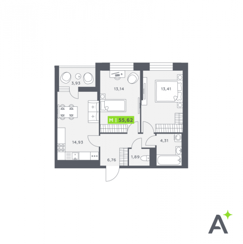 2-комн квартира Янино-1 д., Заводская ул.,  к. 1