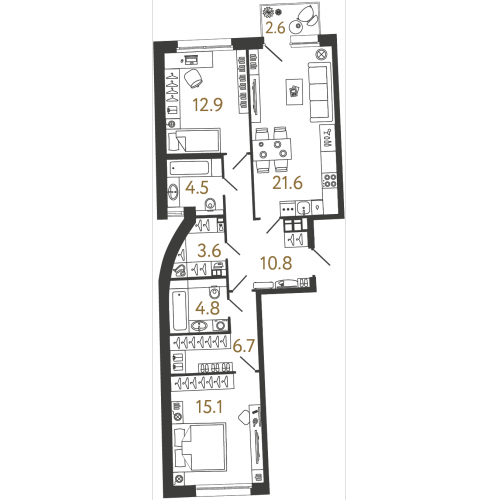 2-комн квартира Зеленогорск г, Ленина пр-кт