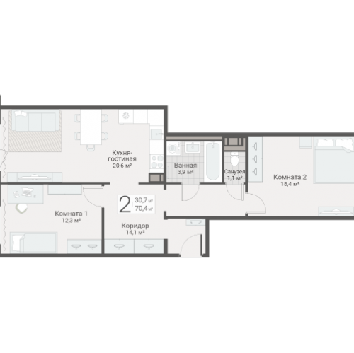 2-комн квартира Санкт-Петербург г., Руднева ул.,  к. 3