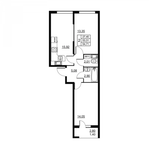 2-комн квартира Новое Девяткино д., Главная ул.,  к. 3