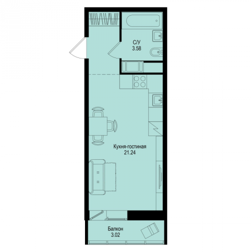 Студия Новосергиевка д., Ленинградская ул.,  к. 1-5