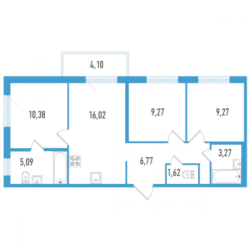 3-комн квартира Шушары п., Окуловская ул.,  к. 1