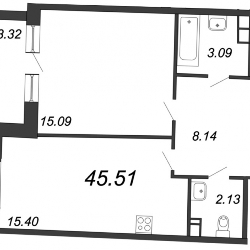 1-комн квартира Санкт-Петербург г., Глухарская ул.,  к. 2
