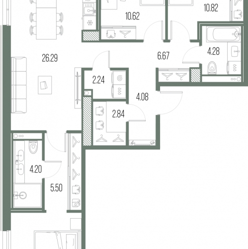 3-комн квартира Кожевенная линия,  д. 2