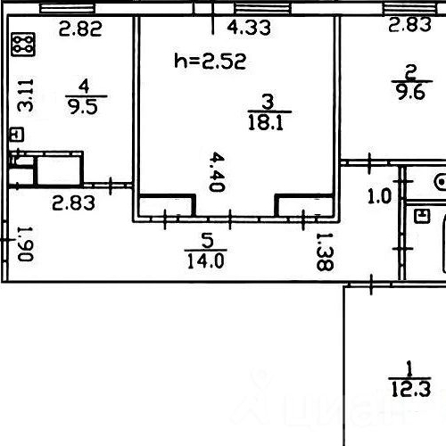 3-комн квартира Сиверский городской поселок, улица Военный Городок, 42