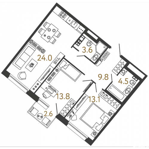 2-комн квартира Курортный район, Зеленогорск, Ленина пр., д. 38
