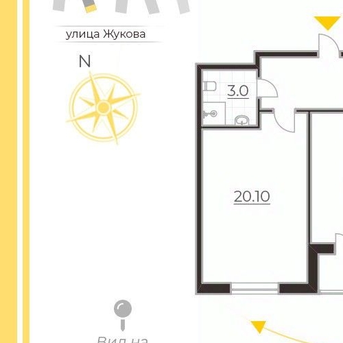 3-комн квартира улица Жукова, 3