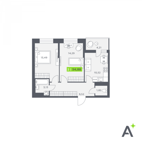 2-комн квартира Янино-1 д., Заводская ул.,  к. 1