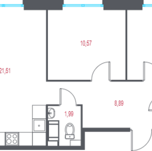 2-комн квартира Пушкин г., 1-я линия, территория Лесное,  к. 1.1