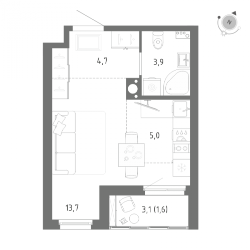 Студия Шушары п., Школьная ул.,  к. 1