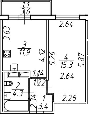 1-комн квартира Мурино, улица Екатерининская, 11