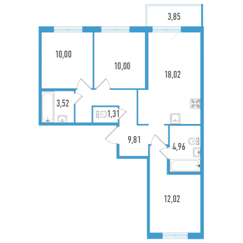 3-комн квартира Шушары п., Окуловская ул.,  к. 1