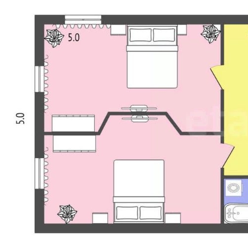 2-комн квартира улица Чайковского, 2/7литО