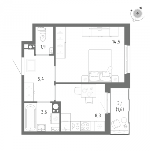 1-комн квартира Шушары п., Школьная ул.,  к. 1