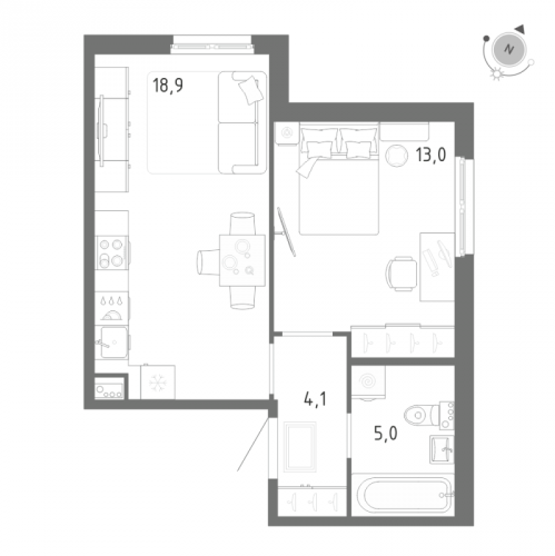 1-комн квартира Шушары п., Школьная ул.,  к. 1