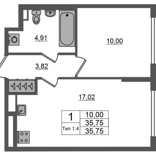 1-комн квартира Санкт-Петербург г., Октябрьская наб.,  к. 1.1