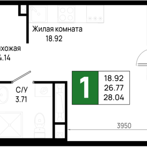 Студия Новосаратовка д., Первых ул.,  к. 5.3