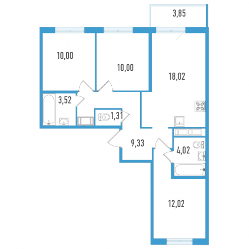 3-комн квартира Шушары п., Окуловская ул.,  к. 1