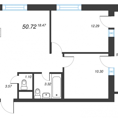 2-комн квартира Санкт-Петербург г., Муринская дор.,  к. 1
