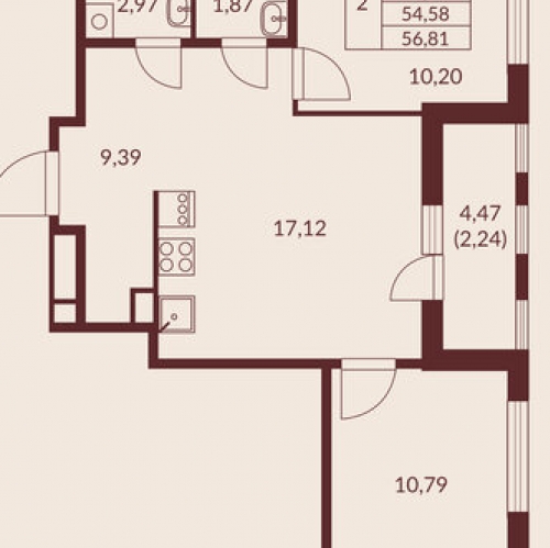 2-комн квартира Мурино г, Шоссе в Лаврики ул,  д. с51А