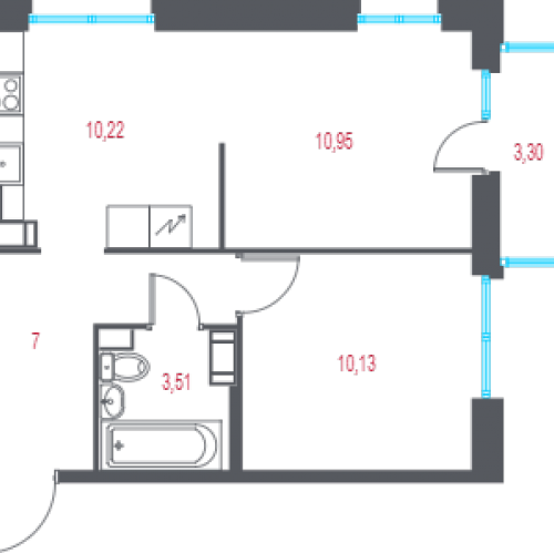 2-комн квартира Пушкин г., 1-я линия, территория Лесное,  к. 1.3