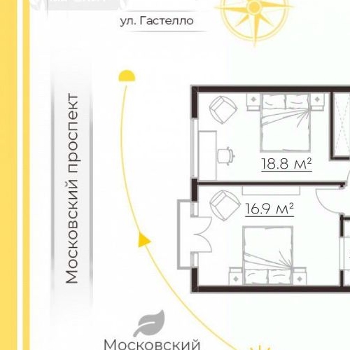 3-комн квартира улица Гастелло, 7