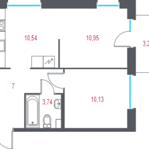 2-комн квартира Пушкин г., 1-я линия, территория Лесное,  к. 2.2