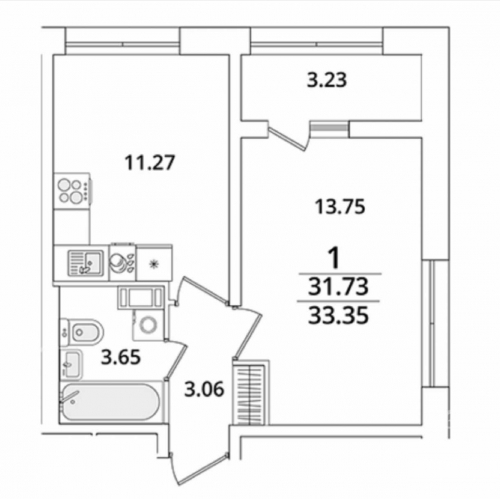 1-комн квартира Маршала Блюхера просп.,  д. 3,  к. 3