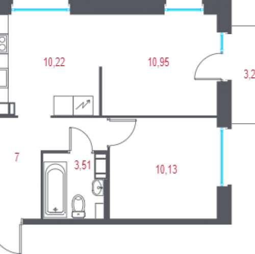 2-комн квартира Пушкин г., 1-я линия, территория Лесное,  к. 2.2