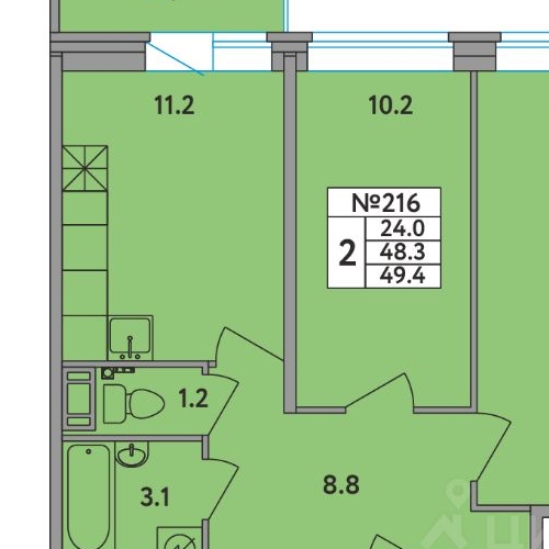 2-комн квартира д. Новое Девяткино, улица Главная, 2