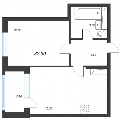 1-комн квартира Санкт-Петербург г., Глухарская ул.,  к. 8
