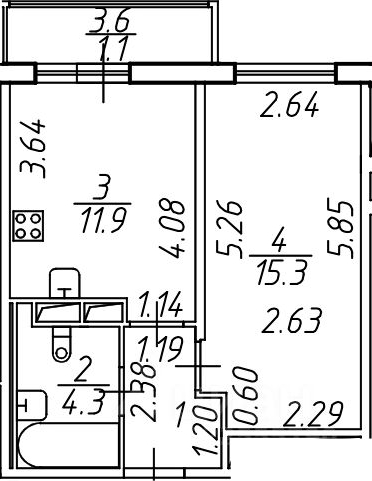 1-комн квартира Мурино, улица Графская, 6к4