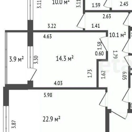 3-комн квартира улица Владимира Пчелинцева, 6к2
