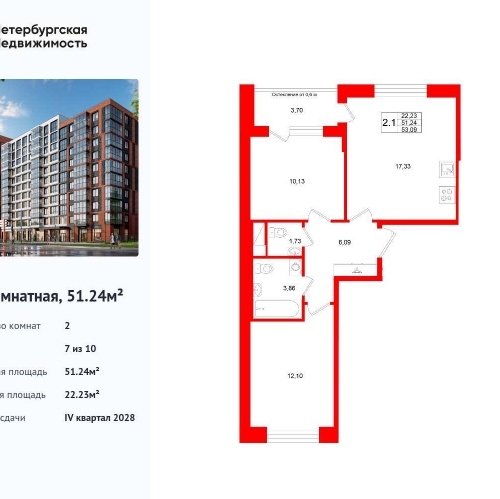 2-комн квартира Кубинская ул