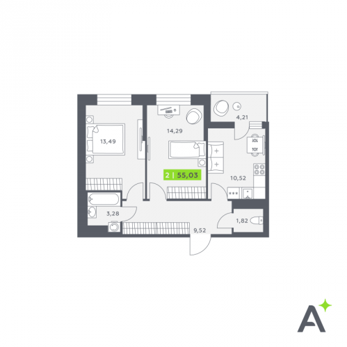 2-комн квартира Янино-1 д., Заводская ул.,  к. 1