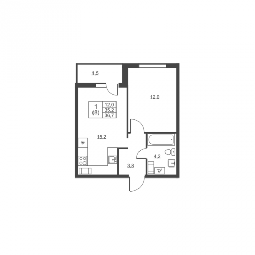 1-комн квартира Им Свердлова пгт., Ермаковская ул.,  к. 2