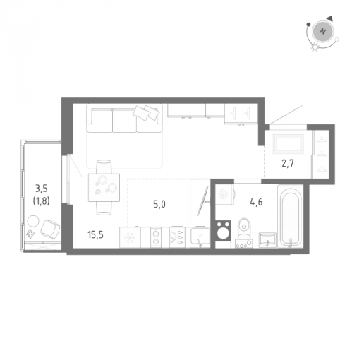 Студия Шушары п., Школьная ул.,  к. 1