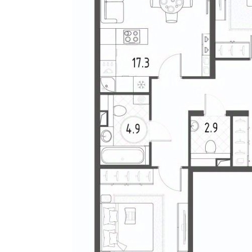 3-комн квартира пос. Шушары, улица Чудовская, 14к1