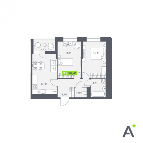 2-комн квартира Янино-1 д., Заводская ул.,  к. 1