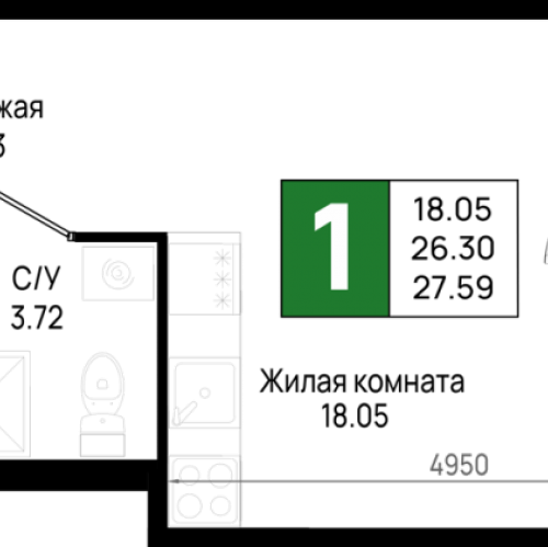 Студия Новосаратовка д., Первых ул.,  к. 5.3