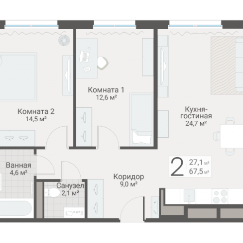 2-комн квартира Санкт-Петербург г., Руднева ул.,  к. 3