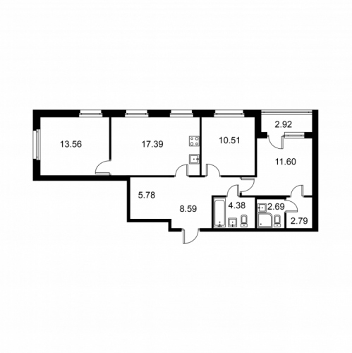 3-комн квартира Колпино г., Загородная ул.,  к. D