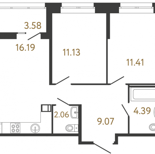 2-комн квартира Парашютная ул,  к. 1