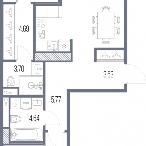 2-комн квартира Кожевенная линия,  д. 2